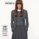 MO&Co.【C+系列】針織衫開衫背心2025秋新品綿羊毛兩件套MBE3CAR016 深花灰色 S /160