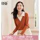 歐莎（OSA）知性假兩件Polo領(lǐng)針織衫女疊穿內(nèi)搭毛衣上衣高智感穿搭2025秋新款 橙色 M