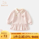 班喜迪女童連衣裙秋裝兒童學(xué)院風(fēng)Polo衛衣裙周歲禮服洋氣寶寶公主裙春秋 粉色 90