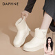 達(dá)芙妮（DAPHNE）白色厚底雪地靴女2025新款冬季短筒加絨保暖防水東北大棉鞋 白色 加絨跟高4.5CM 36 標(biāo)準(zhǔn)碼