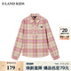 E·LAND KIDS衣戀女童襯衫秋冬新品花邊格紋徽章刺繡上衣 Pink粉色/25 140