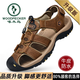 啄木鳥(niǎo)頭層牛皮涼鞋男夏季新款戶(hù)外運動(dòng)包頭休閑沙灘鞋輕便透氣涼拖鞋 暗棕【品質(zhì)升級】 41