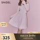 SNIDEL秋冬高腰百搭純色A字百褶針織半身短裙SWNS245233 粉色 均碼 (F)
