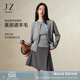 玖姿·安娜蔻miu系簡約撞色假兩件美麗諾羊毛針織衫女冬款 淺灰 XL