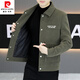 皮爾卡丹（pierre cardin）春秋季毛呢大衣男士短款感韓版休閑翻領(lǐng)夾克青年呢子風(fēng)衣外套 819綠色 常規 XL 125-140斤
