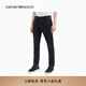 EMPORIO ARMANI/阿瑪尼官方旗艦男士純棉修身直筒微彈純色休閑褲 【修身直筒微彈】黑色 (褲長(cháng)偏長(cháng)) 46 (S) (推薦：120-135斤)