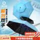 漁之源釣魚傘帽頭戴式雨傘帽防曬斗笠折疊頭頂傘遮陽防雨帽傘漁具用品 【天藍橡膠圈】雙層黑膠中號傘 +冰袖