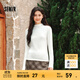 森馬（Semir）長(cháng)袖t恤女短款半高領(lǐng)薄絨輕暖打底衫2024冬新款純色修身抓絨內搭 奶白10534 M