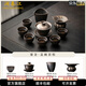 瀾春江中式復(fù)古茶具套裝陶瓷竹青釉客廳家用泡茶碗提梁壺功夫茶具伴手禮 鎏金-蓋碗套組
