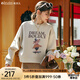 Olrain【七夕】歐芮兒美式復古衛衣女早秋新款寬松印花小個(gè)子上衣 奶茶色 L