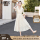 絲柏舍甜美V領連衣裙2025夏裝新款女裝收腰A字優(yōu)雅大擺仙女裙
