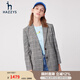 哈吉斯（HAZZYS）女裝 夏款西服外套格紋通勤氣質(zhì)小西裝女ASUSJ03BJ06 淺灰色LE L (165/88A 40)