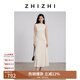 致知ZHIZHI 隔簾聽 蛀蟲紗女性化捏褶收腰連衣裙女2025夏新款 奶油米 M