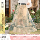 兩三事梵高文藝 花影入墨 2025春季新款甜美印花透視網(wǎng)紗半身裙 花色 M