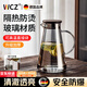WCZ德國冷水壺玻璃家用食品級耐高溫高硼硅大容量儲水煮茶泡茶大容量 煙灰錐形水壺-胡桃木蓋開 1.8L