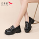 紅蜻蜓皮鞋女時(shí)尚粗跟通勤單鞋一腳蹬軟底輕便樂(lè )福鞋女WTB152461黑色38