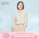 菲妮迪（FINITY）【新春】雪紡衫2025春季新款簡約印花七分袖上衣女 米花色 L