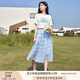 香影粉色網(wǎng)紗半身裙女夏2025新款高腰a字仙女紗裙中長(cháng)超仙蛋糕裙 藍色 M