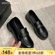 西遇樂(lè )福鞋女2025新款秋季簡(jiǎn)約法式一腳蹬小皮鞋通勤黑色單鞋 黑色 （JD預售20天） 37