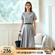Olrain歐芮兒針織連衣裙女夏季2025新款通勤學院風休閑收腰長裙 花灰色 L