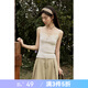 謎秀蕾絲羊毛吊帶背心2025夏季新款12針精工修身顯瘦夏裝女內(nèi)搭上衣女 杏色 均碼