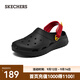 斯凱奇（Skechers）怪獸泡泡鞋夏季男鞋透氣舒適輕質(zhì)沙灘洞洞鞋涼拖鞋 黑色/紅色/BKRD 42