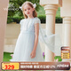 英氏（YEEHOO）女童連衣裙兒童裙子中大童裝公主裙網(wǎng)紗宴會晚禮服夏 藍(lán)色 120