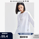 佐丹奴長袖T恤女純棉衛(wèi)衣布織標開叉圓領(lǐng)套頭上衣女13324705