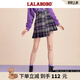 LALABOBO格子不規(guī)則高腰a字半身裙女學(xué)院風(fēng)氣質(zhì)減齡百褶短裙L20D-WXZQ13 紫色 S (25)