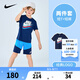 NIKE 耐克男童短袖T恤+短褲2件套2025夏季新款趣味印花兒童舒適套裝 靛藍(lán)色 130 /64 【建議身高116-122cm】
