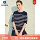 Navigare意大利小帆船條紋T恤女25春秋季新品純棉圓領(lǐng)體恤衫寬松顯瘦上衣 藍底白紋 L