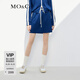 MO&Co.松緊腰撞色邊運動(dòng)休閑短款直筒半身裙紅色休閑裙子設計感裙子 普藍色 S 160