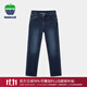 texwood蘋(píng)果男士牛仔褲秋裝復古高彈力水洗棉丹寧長(cháng)褲中青年商務(wù)休閑褲 深藍色 34 碼 腰圍90cm/2.7尺
