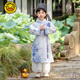G.duck小黃鴨漢服男童春秋中式古風(fēng)長(cháng)衫禮服兒童唐裝秋季男孩子古裝中秋 男女同款長(cháng)袍+褲子+腰繩 100 cm