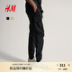H&M男裝休閑褲秋季薄款美式工裝多袋褲男士長褲束腳褲1002227 黑色 XL 180/106