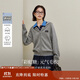 茵曼彩點(diǎn)撞色連帽針織開衫2025秋女裝新款寬松毛衣外套 花灰色 L