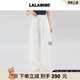 LALABOBO潮流休閑褲男女裝2025夏季新款寬松闊腿時尚百搭長褲子RBEB-ZC23 米白 薄款 S