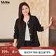 MsShe【小香風(fēng)提花泡泡紗】大碼女裝2025秋季胖mm寬松短款外套女 黑色25年10月5日到貨 2XL
