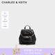 CHARLES&KEITH菱格大容量柔軟多用背包書包雙肩包包女包七夕禮物CK2-60151400 Black黑色 S