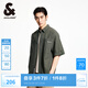 杰克·瓊斯（JACK&JONES）XJ肌理感泡泡紗字母刺繡潮流百搭短袖上衣寬松襯衫男裝2252O2008 E04軍綠色 L