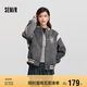 森馬（Semir）外套女刺繡拼接撞色寬松夾克2024冬季仿毛呢棒球服109724108004