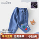 優(yōu)奇嬰兒秋冬款褲子女童冬季加絨牛仔褲寶寶冬季保暖長(cháng)褲兒童衣服冬裝