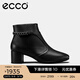 愛步（ECCO）【明星同款】靴子女 冬季保暖切爾西女靴粗跟皮靴 型塑290933 HL 黑色29093301001 37