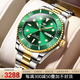 新品勞力男士機械表綠水鬼手表男瑞士品牌十大名表防水夜光腕表 典藏版間金綠面
