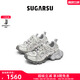 SugarSu25年春季新款蛇年老爹復古全鉆拼色綁帶增高休閑女鞋 貝母色 38