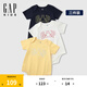 Gap【三件裝】嬰兒2025春季新款純棉小熊logo短袖連體衣兒童裝687137 海軍藍(lán)組合 80cm (9-18月)亞洲尺碼