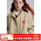 ELLE KIDS愛心繡花立領(lǐng)夾克外套男女童春季四合扣復(fù)古保暖防風(fēng)長(zhǎng)袖上衣