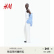 H&M女裝休閑褲2025秋季新款時(shí)尚休閑寬松直筒亞麻混紡長(zhǎng)褲1259065白色M 165/80
