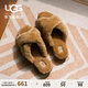 UGG春季女士時(shí)尚舒適純色輕便交叉帶厚底露趾休閑毛毛拖鞋1107955 CHE | 栗色 38