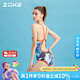 洲克（ZOKE）泳衣女連體三角競技國潮訓練水中健身舒適121601104-1黑桔蘭花 XL